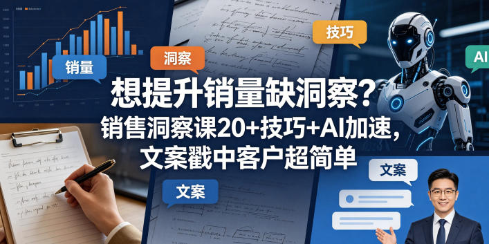 想提升销量缺洞察？销售洞察课20+技巧+AI加速，文案戳中客户超简单【原创双语字幕】|网创挖金社