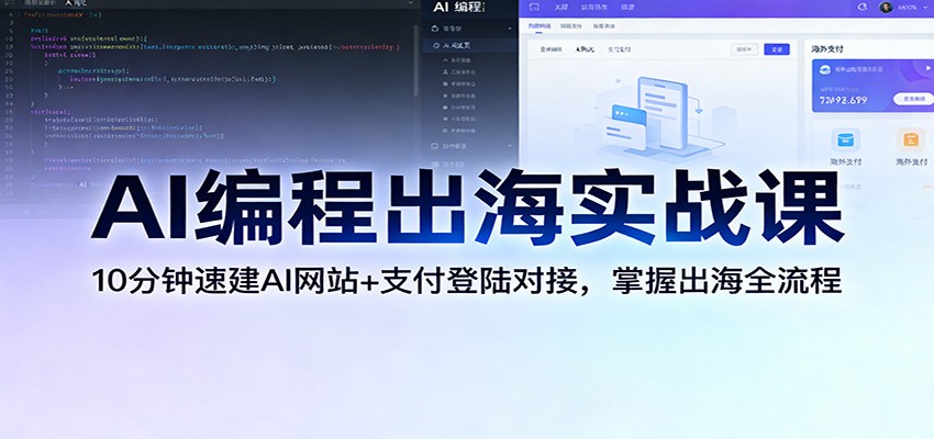 AI编程出海实战课：10分钟速建AI网站+支付登陆对接，掌握出海全流程|网创挖金社