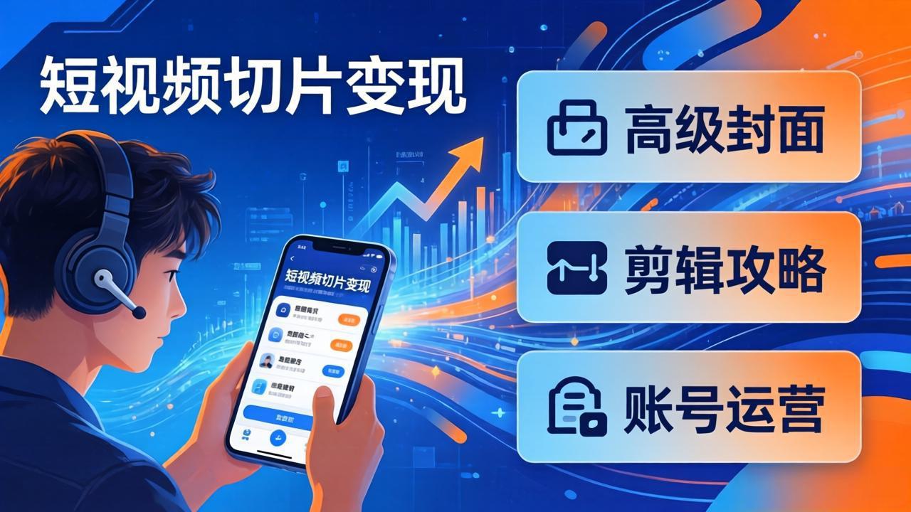 短视频切片变现速成班2.0：高级封面+剪辑攻略+账号运营，0基础小白快速入局副业|网创挖金社