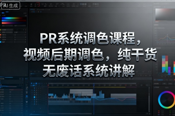 PR系统调色课程,视频后期调色,纯干货无废话系统讲解|网创挖金社