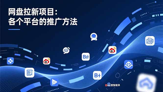 网盘拉新项目：各个平台的推广方法，公众号、截留玩法，微博，B站，百度智能体|网创挖金社
