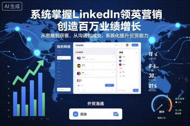 系统掌握LinkedIn领英营销，创造百万业绩增长，从思维到获客，从沟通到成交，系统化提升外贸能力|网创挖金社