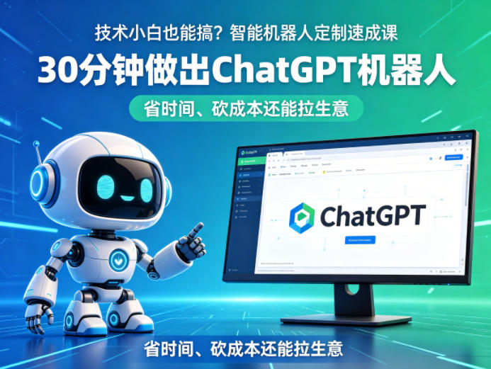 技术小白也能搞？智能机器人定制速成课，30分钟做出ChatGPT机器人，省时间、砍成本还能拉生意|网创挖金社
