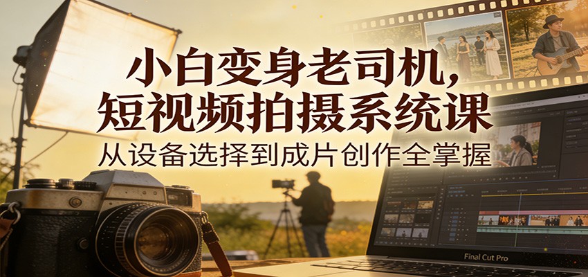 小白变身老司机，短视频拍摄系统课，从设备选择到成片创作全掌握|网创挖金社