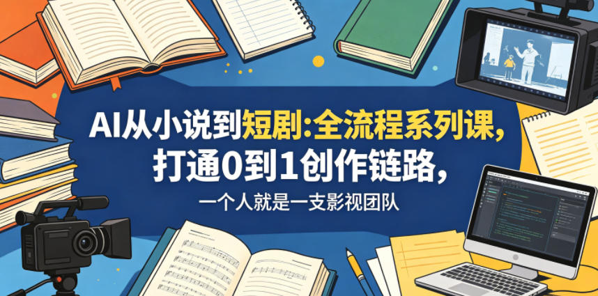 AI从小说到短剧全流程系列课，打通0到1创作链路，一个人就是一支影视团队|网创挖金社