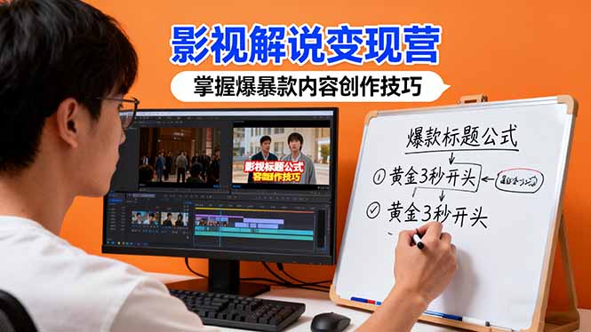 影视解说变现营：通过30+实战案例爆款内容创作技巧，掌握影视解说盈利密码|网创挖金社