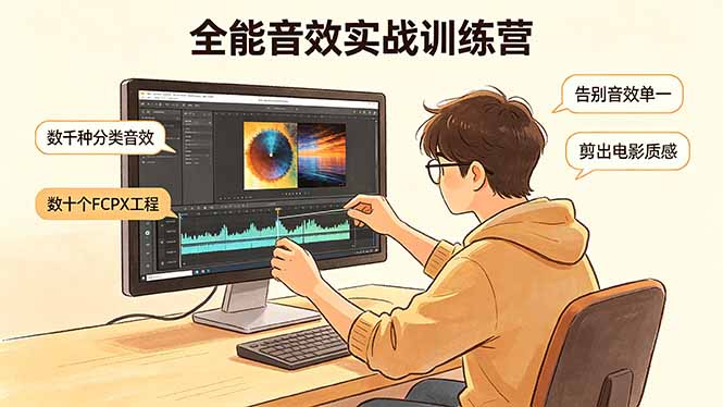 全能音效实战训练营：数千种分类音效+数十个FCPX工程，告别音效单一，剪出电影质感|网创挖金社