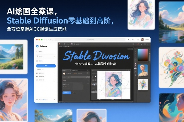 AI绘画全案课，Stable Diffusion零基础到高阶，全方位掌握AIGC视觉生成技能|网创挖金社