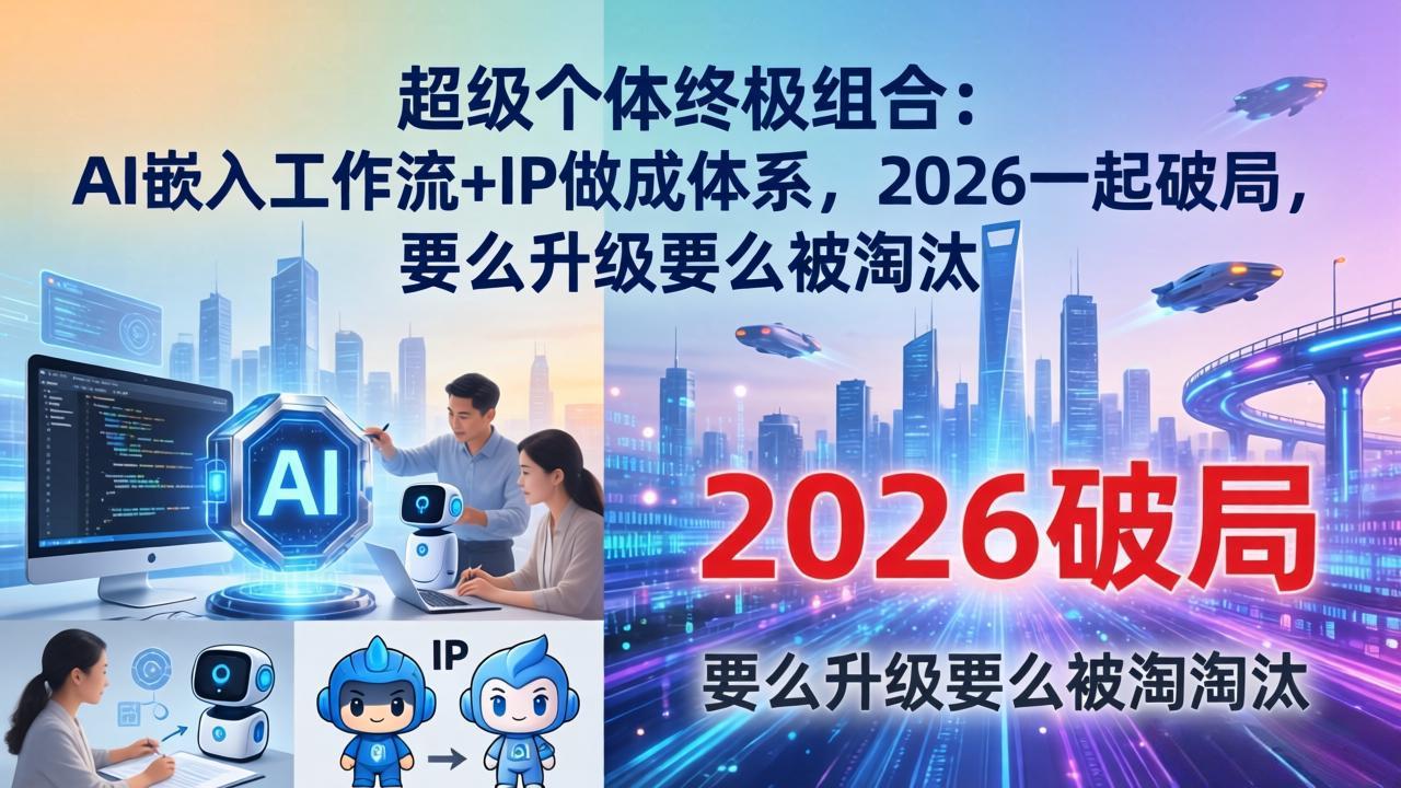 超级个体终极组合：AI嵌入工作流+IP做成体系，2026一起破局，要么升级要么被淘汰|网创挖金社