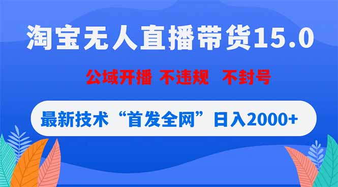 淘宝无人直播带货15.0，不封号，不违规，公域玩法，首发全网日入2000+|网创挖金社