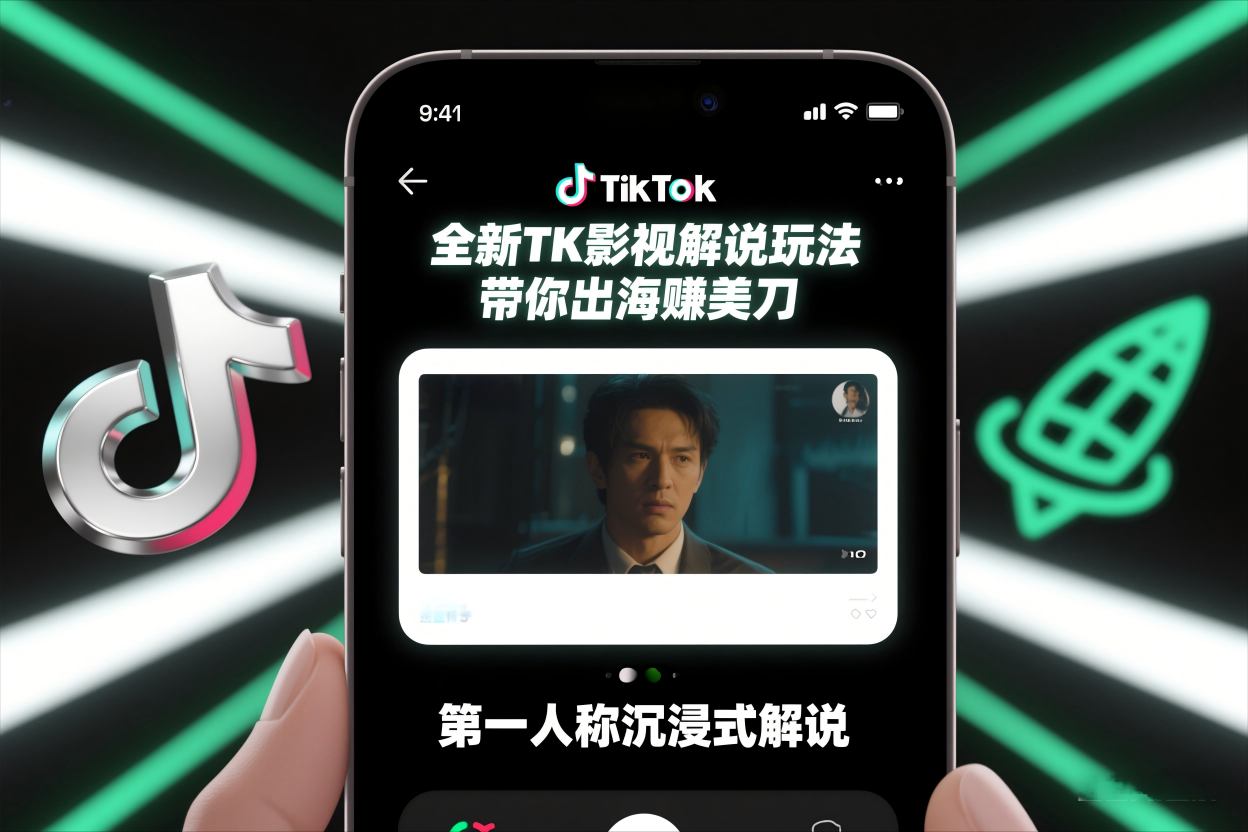 TikTok第一人称影视解说教学，全新TK影视解说玩法，带你出海賺美刀|网创挖金社