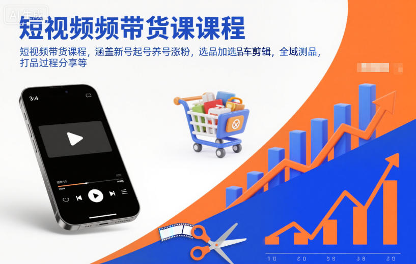 短视频带货课程，涵盖新号起号养号涨粉，选品加选品车剪辑，全域测品，打品过程分享等|网创挖金社