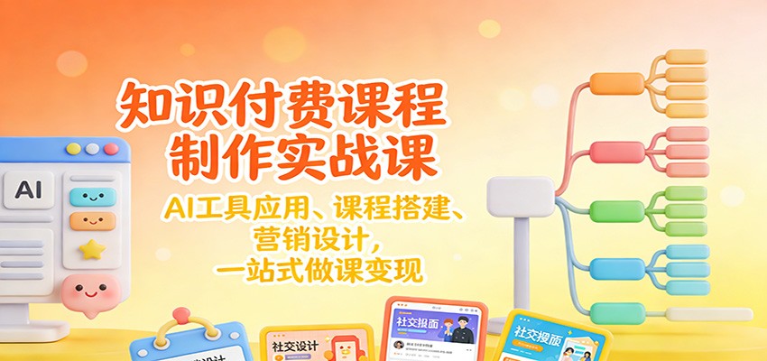 知识付费课程制作实战课：AI工具应用 、课程搭建、营销设计，一站式做课变现|网创挖金社