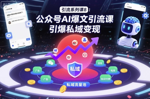 引流系列课8：公众号AI爆文引流课，引爆私域变现|网创挖金社