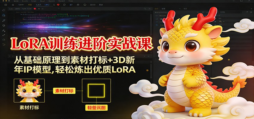 LoRA训练进阶实战课：从基础原理到素材打标+3D新年IP模型，轻松炼出优质LoRA|网创挖金社
