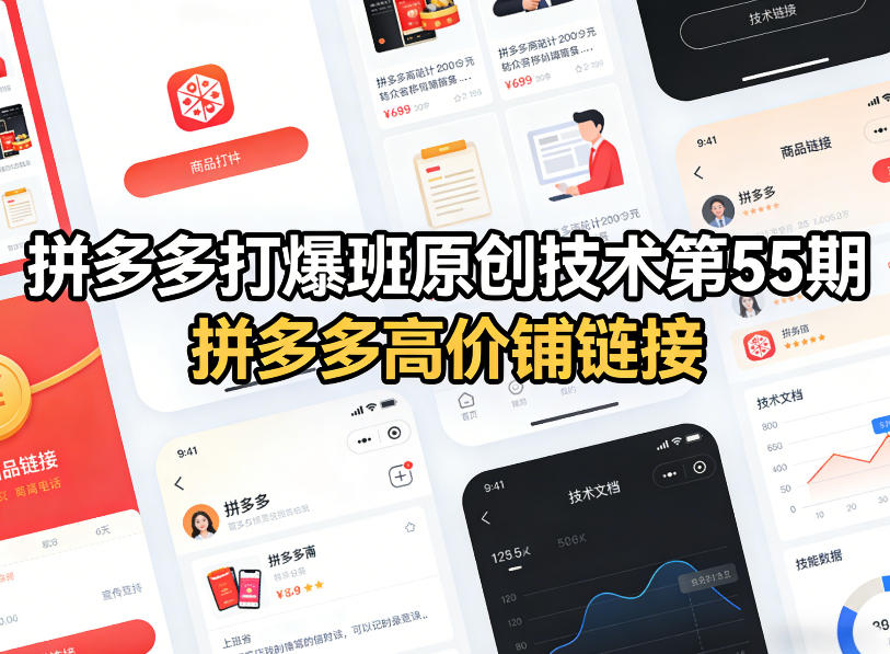 拼多多打爆班原创技术第55期，拼多多高价铺链接|网创挖金社