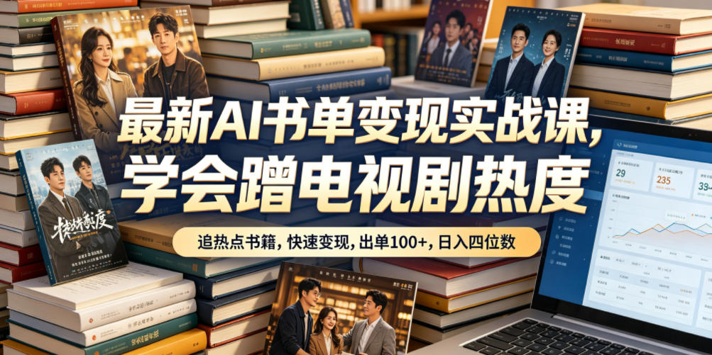 最新AI书单变现实战课，学会蹭电视剧热度，追热点书籍，快速变现，出单100+，日入四位数|网创挖金社
