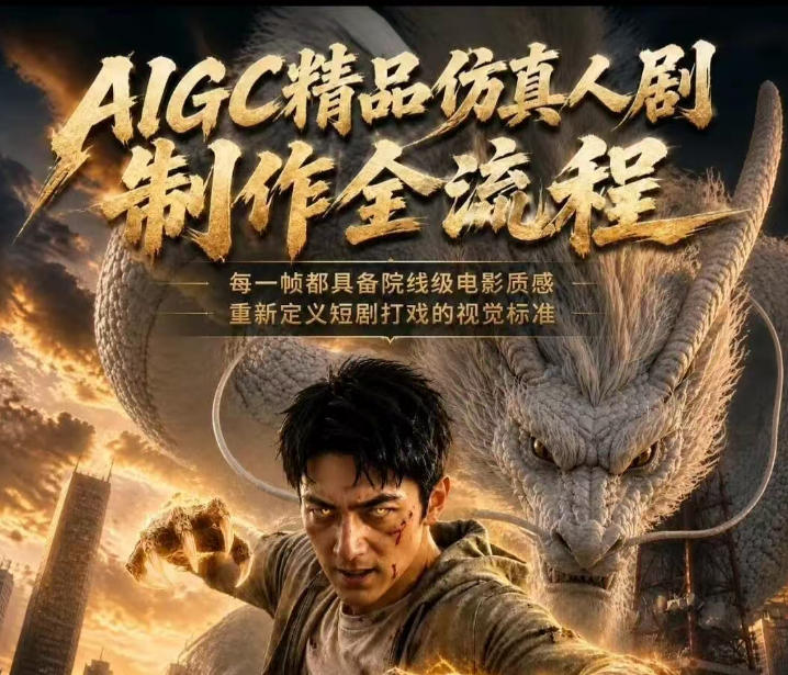 AIGC精品仿真人剧豢龙人全流程制作解析2026，国风仿真人创作+打斗剧情+人设编排，一站式AI短剧入门|网创挖金社