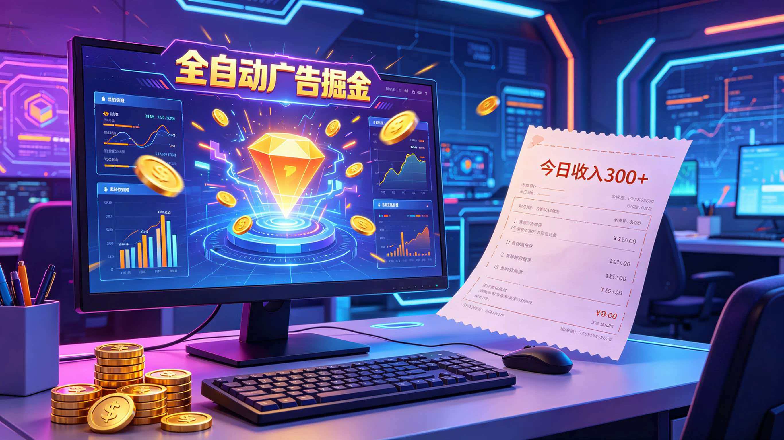 全自动广告掘金,日入300+。全程Ai自动化运行,解放双手,时间自由。收益稳定|网创挖金社