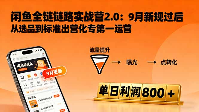闲鱼变现课3.0：掌握链接优化、流量提升、商业变现，单日利润800+|网创挖金社