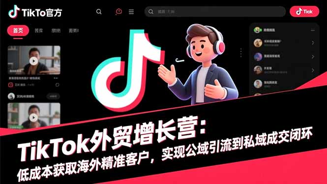 TikTok外贸增长营：低成本获取海外精准客户，实现公域引流到私域成交闭环|网创挖金社