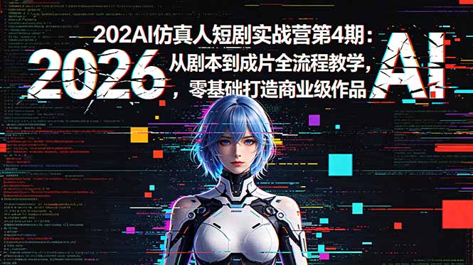 2026AI仿真人短剧实战营第4期：从剧本到成片全流程教学，零基础打造商业级作品|网创挖金社
