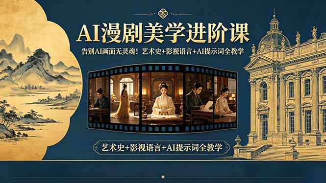 告别AI画面无灵魂!AI漫剧美学进阶课-更新,艺术史+影视语言+AI提示词全教学|网创挖金社