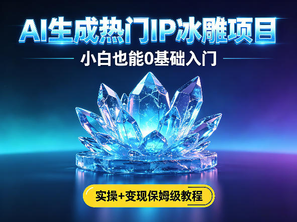AI生成热门ip冰雕项目,小白也能0基础入门,实操+变现保姆级教程|网创挖金社