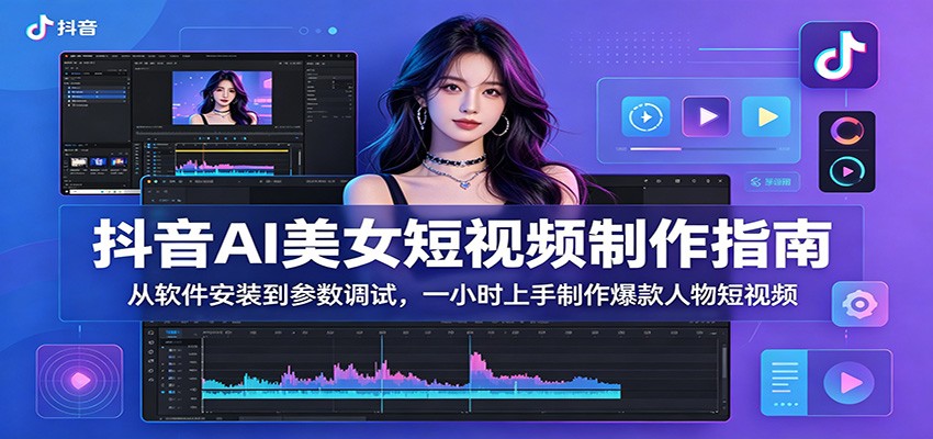 抖音AI美女短视频制作指南：从软件安装到参数调试，一小时上手制作爆款人物短视频|网创挖金社