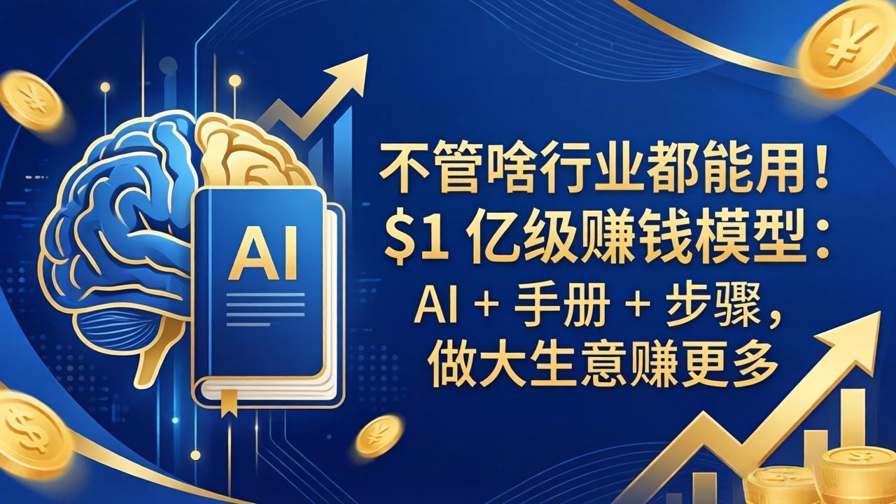 不管啥行业都能用！$1 亿级赚钱模型：AI + 手册 + 步骤，做大生意赚更多|网创挖金社