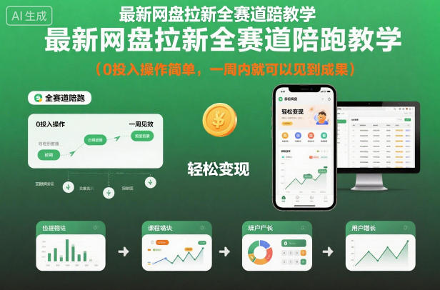 最新网盘拉新全赛道陪跑教学,0投入操作简单,一周内就可以见到成果|网创挖金社