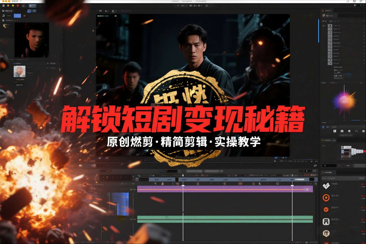短剧拉新之原创燃剪精简剪辑实操课，解锁短剧变现秘籍|网创挖金社