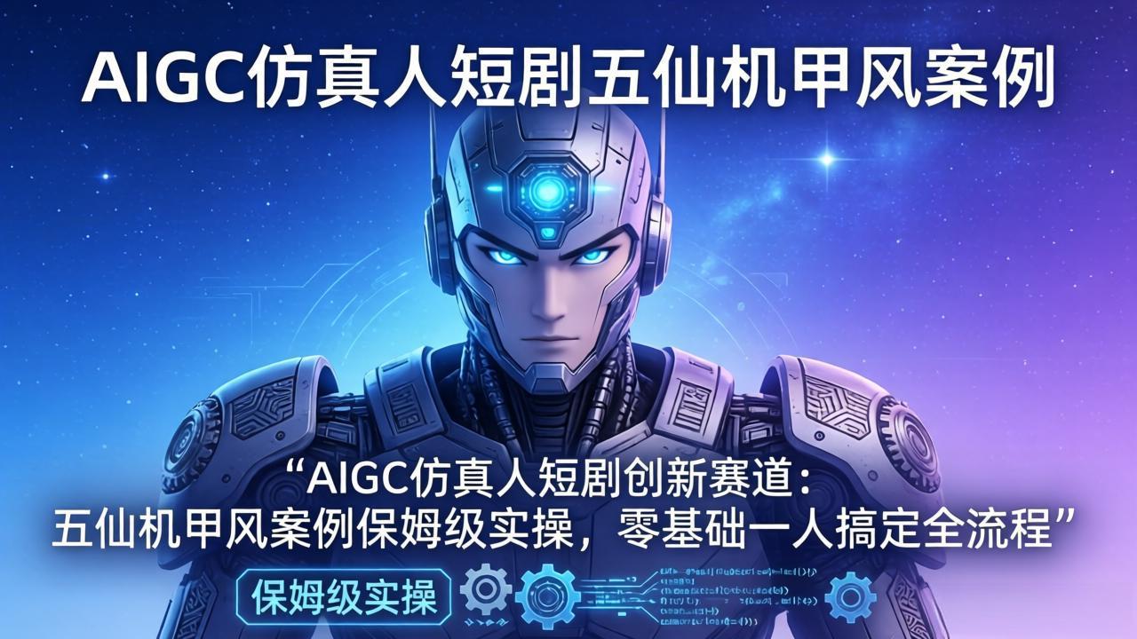 AIGC仿真人短剧创新赛道：五仙机甲风案例保姆级实操，零基础一人搞定全流程|网创挖金社