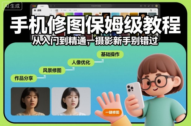 手机修图保姆级教程,从入门到精通,摄影新手别错过|网创挖金社