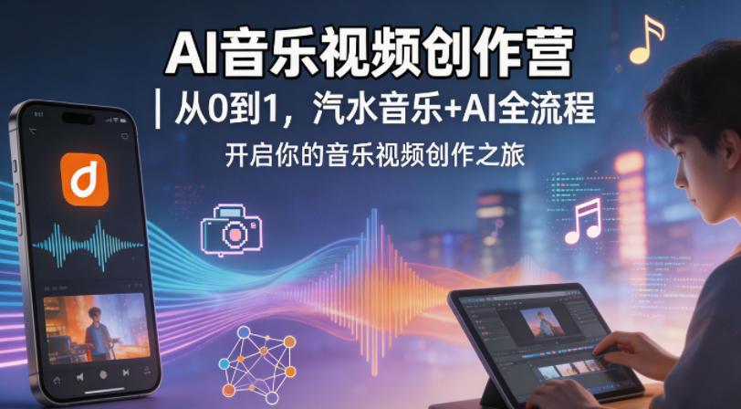 AI音乐视频创作营｜从0到1，汽水音乐+AI全流程，开启你的音乐视频创作之旅|网创挖金社