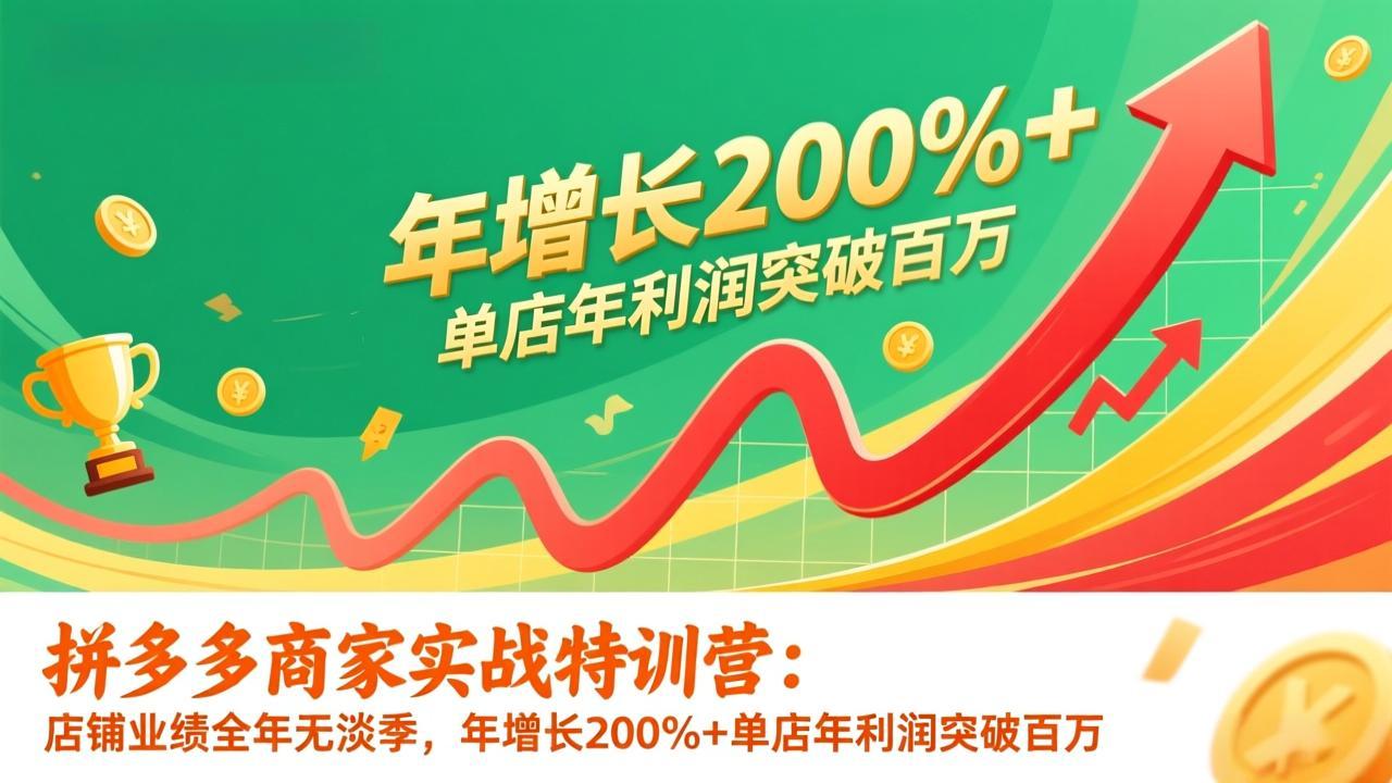 拼多多商家实战特训营：店铺业绩全年无淡季，年增长200%+单店年利润突破百万(26年更新|网创挖金社