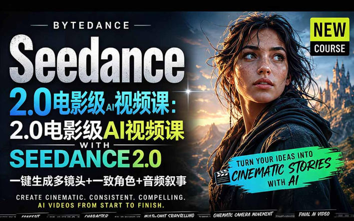 字节跳动的Seedance 2.0 AI电影视频生成制作教程，一键生成多镜头+一致角色+音频叙事-中英字幕|网创挖金社