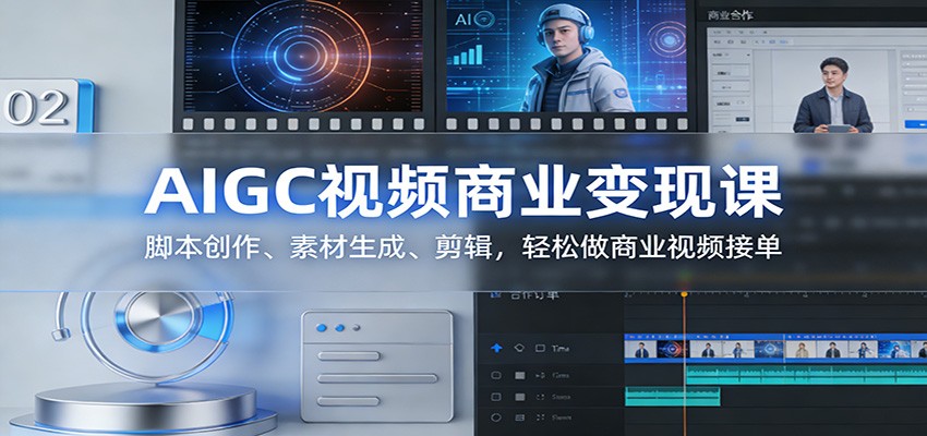 AIGC视频商业变现课：脚本创作、素材生成、剪辑，轻松做商业视频接单|网创挖金社
