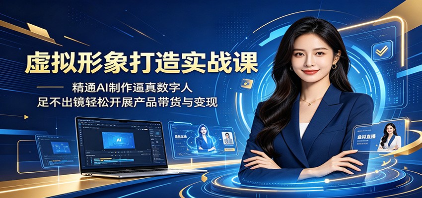 虚拟形象打造实战课：精通AI制作逼真数字人，足不出镜轻松开展产品带货与变现|网创挖金社
