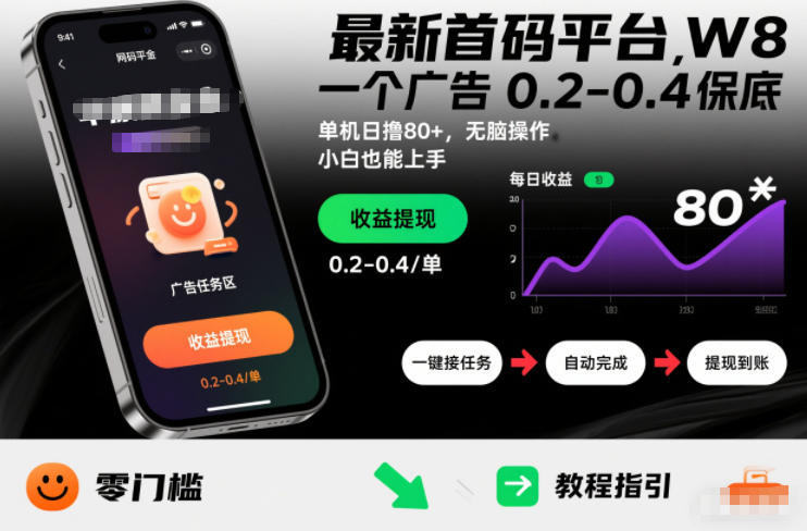 最新首码平台，一个广告 0.2-0.4 保底，单机日撸80+，可矩阵无脑操作，小白也能上手【揭秘】|网创挖金社