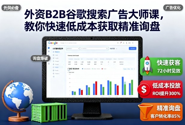 外资B2B谷歌搜索广告大师课，教你快速低成本获取精准询盘|网创挖金社