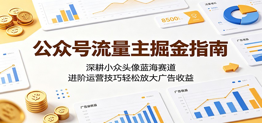 公众号流量主掘金指南：深耕小众头像蓝海赛道，进阶运营技巧轻松放大广告收益|网创挖金社