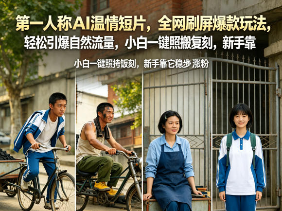 第一人称AI温情短片，全网刷屏爆款玩法，轻松引爆自然流量，小白一键照搬复刻，新手靠它稳步涨粉|网创挖金社