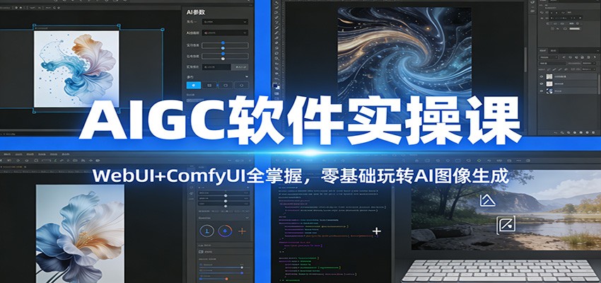 AIGC软件实操课：WebUI+ComfyUI全掌握，零基础玩转AI图像生成|网创挖金社