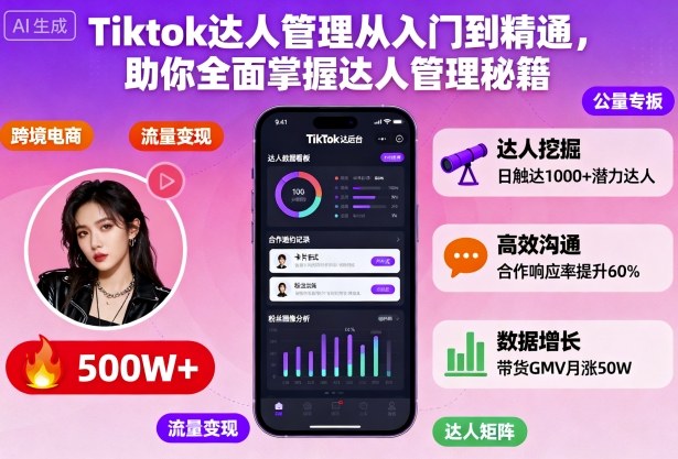 Tiktok达人管理从入门到精通，助你全面掌握达人管理秘籍|网创挖金社