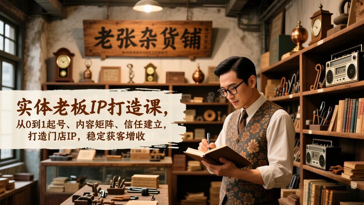 实体老板IP打造课，从0到1起号、内容矩阵、信任建立，打造门店IP，稳定获客增收|网创挖金社