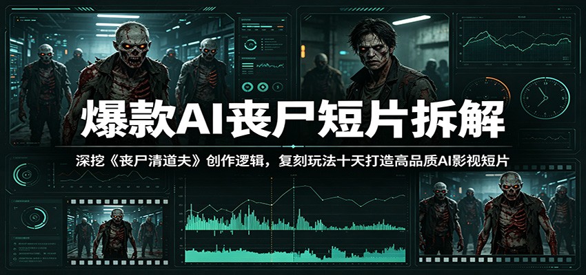 爆款AI丧尸短片拆解：深挖《丧尸清道夫》创作逻辑，复刻玩法快速打造高品质AI影视短片|网创挖金社