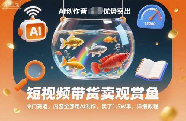 短视频带货卖观赏鱼，冷门赛道，内容全部用AI制作，卖了1.5W单，详细教程|网创挖金社