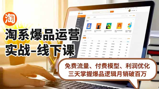 淘系爆品运营实战-线下课，免费流量、付费模型、利润优化，三天掌握爆品逻辑月销破百万|网创挖金社