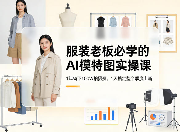 服装老板必学的AI模特图实操课，1年省下100W拍摄费，1天搞定整个季度上新|网创挖金社
